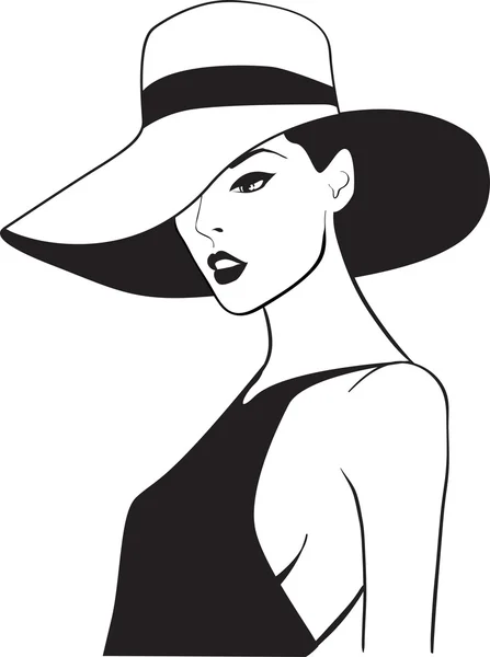 Krásná žena v klobouku — Stockový vektor