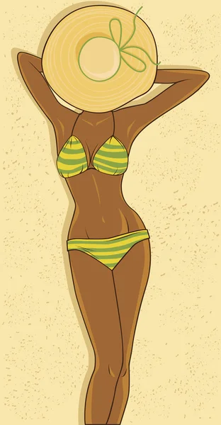 Sexig tjej i bikini — Stock vektor