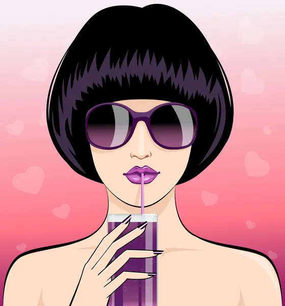 Sexy boisson cocktail fille en amour — Image vectorielle