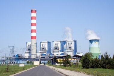 Power station with cooling towers clipart