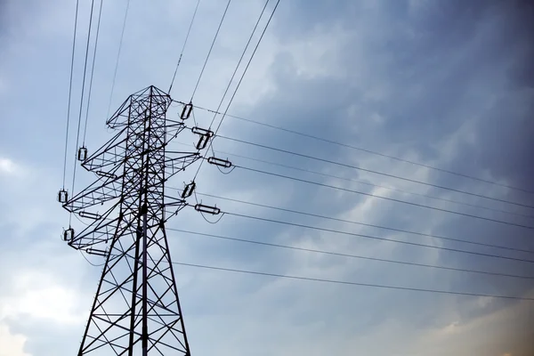 stock image Silhouette of electrical pylon