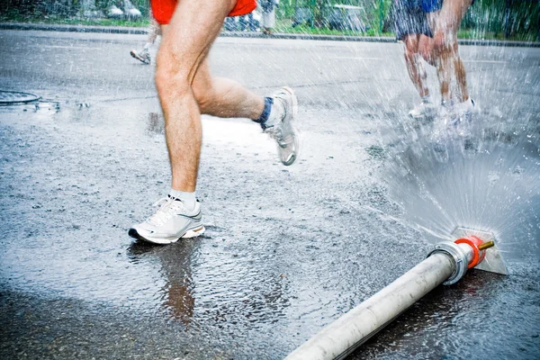 Running in marathon in hot summer — Stock Photo, Image