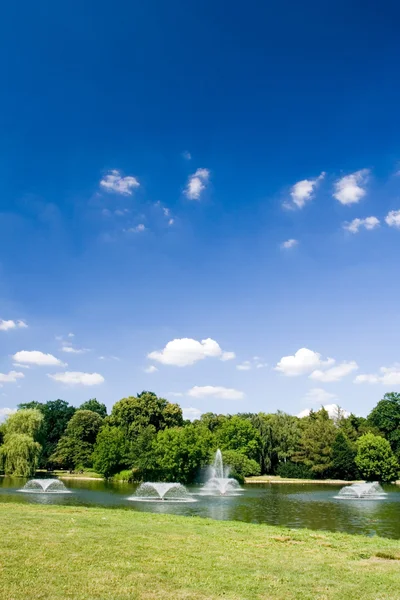 stock image City park with fountains in summer