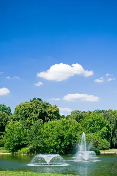 stock image City park with fountains, summer in city