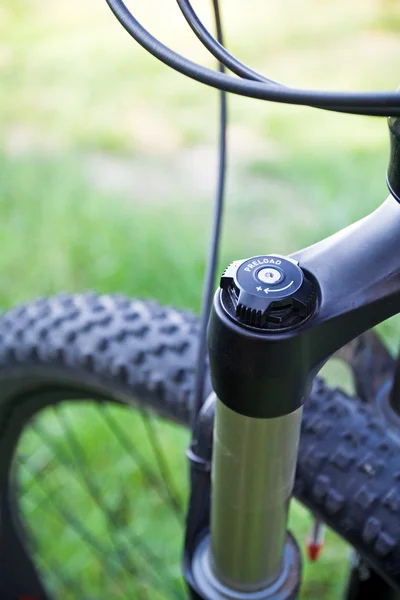 Detalhe absorvedor de bicicleta de montanha — Fotografia de Stock