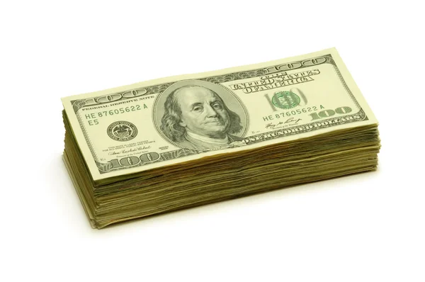 Pila de billetes de cien dólares — Foto de Stock