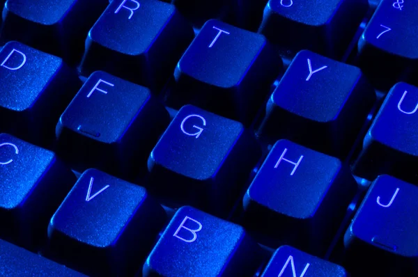 Teclado azul do computador — Fotografia de Stock