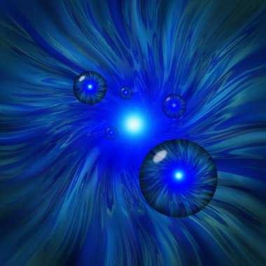 Blue vortex with orbs flying through wormhole clipart