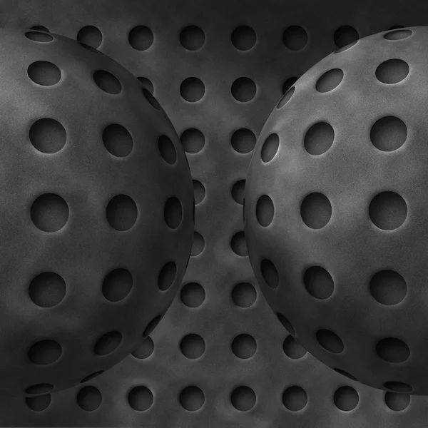 Εικονογράφηση του σιδήρου γκρι μεταλλικό σφαίρες με τρύπες — Φωτογραφία Αρχείου
