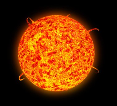 Illustration of sunspot and solar flare activity clipart
