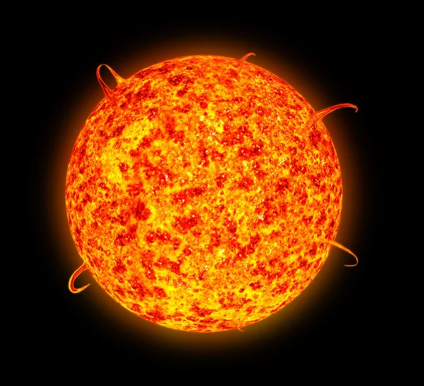 Illustration of sunspot and solar flare activity — Stock Photo, Image