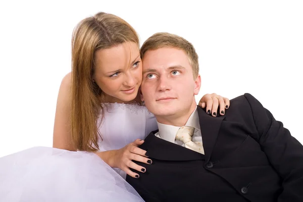 Bruden och brudgummen. isolerad på vit. — Stockfoto