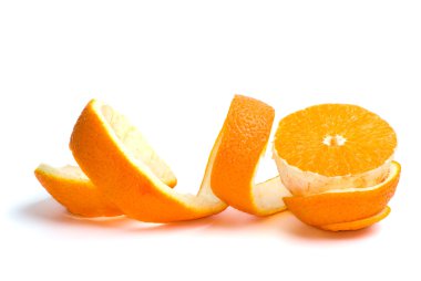 Half of an orange and some peel clipart