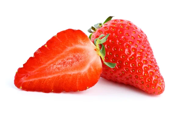 Ripe red strawberry. Whole and half — Stock Photo, Image