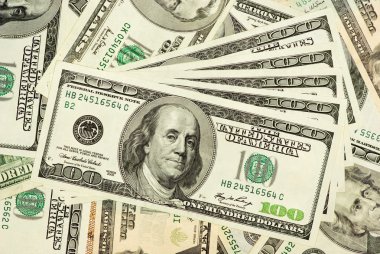 Abstract background: american money in $100, $50 clipart