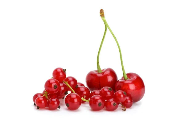 Redcurrants and cherries — Stock Photo, Image