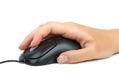 Computer mouse in hand. clipart