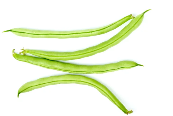Čtyři zelené fazolové lusky — Stock fotografie