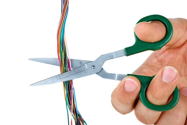 stock image Scissors cut wires