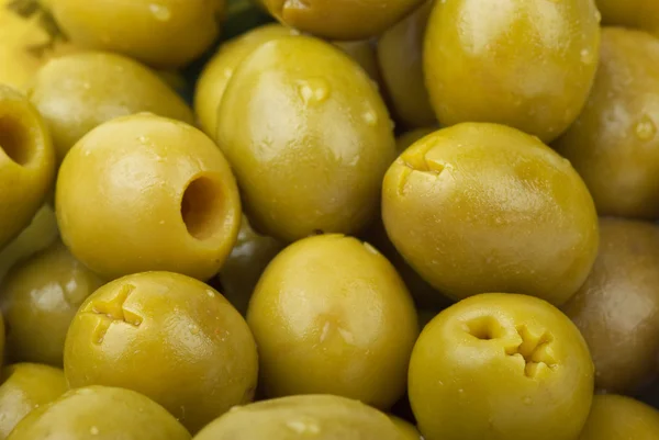 Zelené vypeckované olivy — Stock fotografie