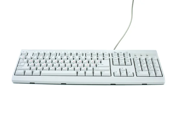 Classic white PC keyboard with english and russi — Stock Photo, Image