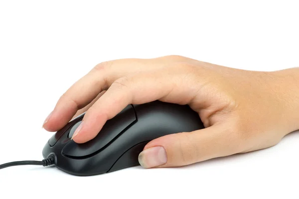 Rato de computador na mão — Fotografia de Stock