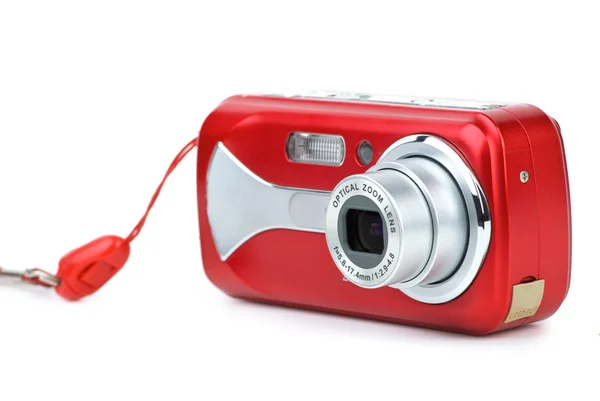 Fotocâmera digital compacta vermelha — Fotografia de Stock