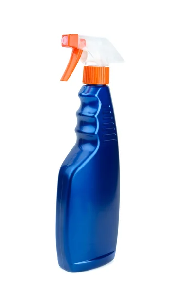 Botella azul con pulverizador — Foto de Stock
