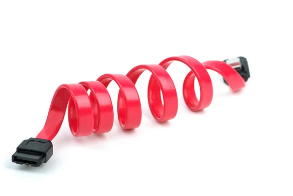 Red coiled SATA cable — Stock Photo, Image