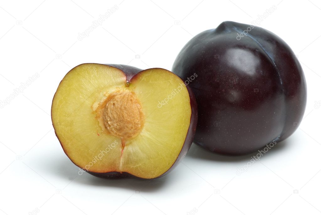 Whole plum and half