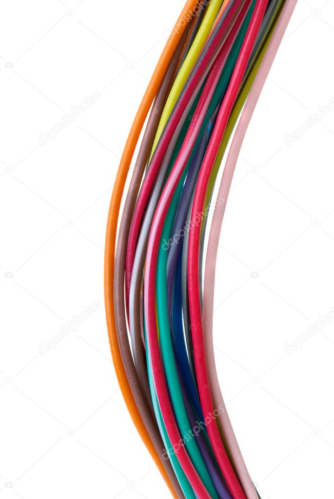 Close-up shot of different colored wires