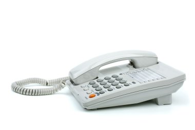 White office phone with handset on-hook clipart