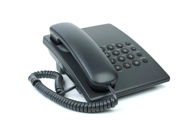 Black office phone with handset on-hook — Stock Photo, Image