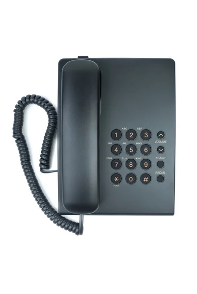 Black office phone with handset on-hook — Stock Photo, Image