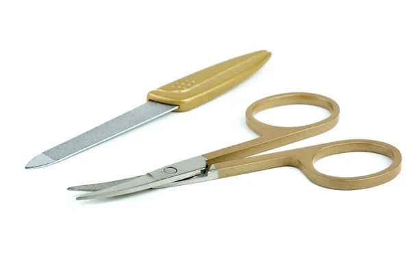 Nail scissors and emery board — Stok fotoğraf