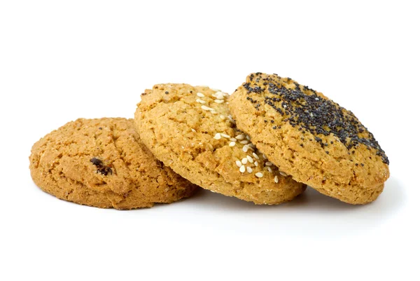 Stock image Three oatmeal cookies isolated on the white background