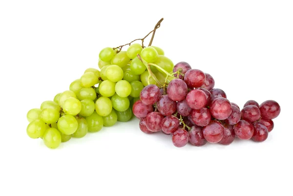 Zielony i różowy winogron na białym tle na białym tle — Zdjęcie stockowe