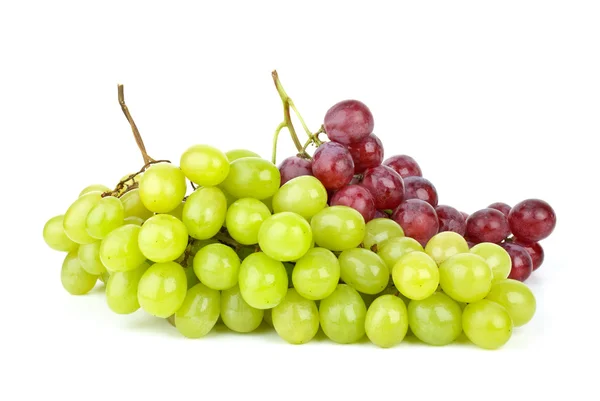 Zielony i różowy winogron na białym tle na białym tle — Zdjęcie stockowe