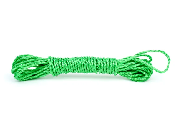 Green plastic rope reeling — Stock Photo, Image