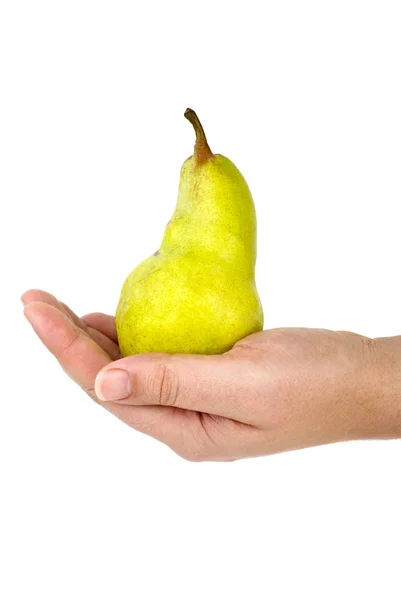 Palm holding green pear — Stock Photo, Image