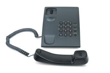 Black phone with handset near clipart