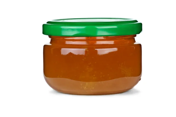 Piccolo vaso di vetro con miele — Foto Stock