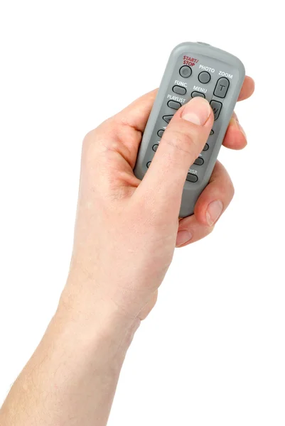 Hand with Tiny infra-red remote control unit — Stock Photo, Image