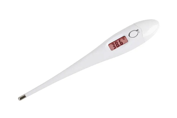 Electronic thermometer with high temperature on display — Stock Photo, Image