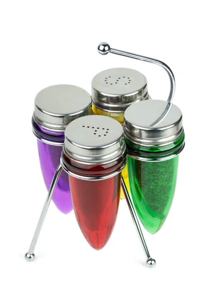 盐、 撒胡椒罐和香料容器 — 图库照片