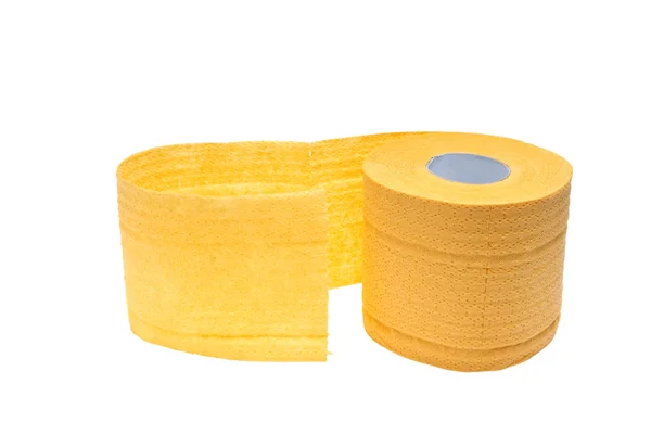 Rolle aus gelbem Toilettenpapier — Stockfoto