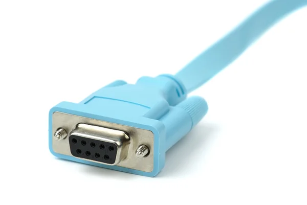Blaues Kabel mit db9-Stecker (rs232 / com-Schnittstelle)) — Stockfoto