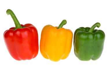 Red, yellow and green bell peppers clipart