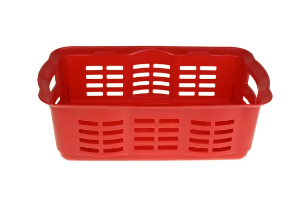 Красная пластиковая корзина — стоковое фото