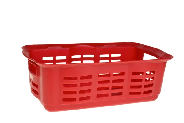Red plastic vegetable basket — Stock Photo, Image